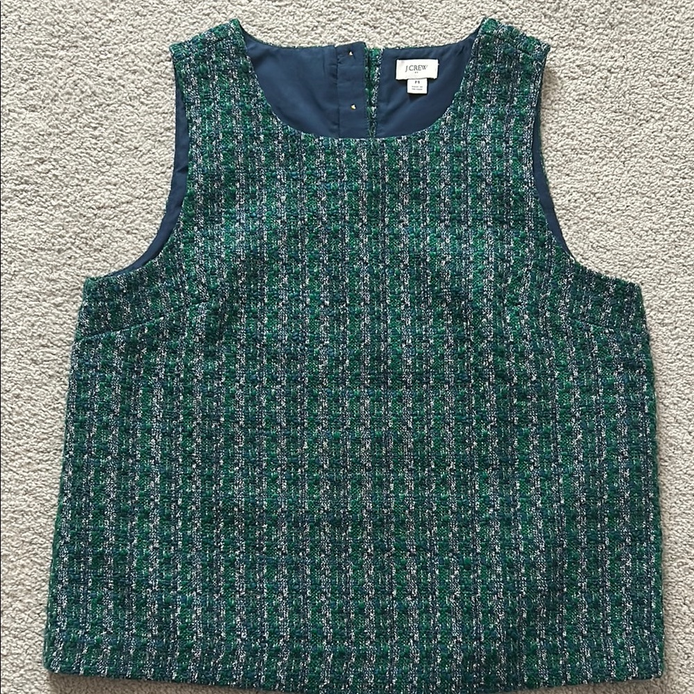 J. Crew Green Boxy Shell Top with Chic Design, M